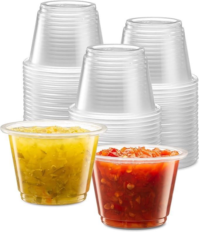 {2.5 oz,200 Cups} Clear Diposable Plastic Portion Cups No Lids, Small Mini Containers For Portion Controll, Jello Shots, Meal Prep, Sauce Cups, Slime, Crafts, Disposable Souffle Cups & Much more