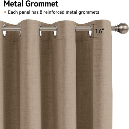 100% Blackout Linen Textured Curtains 96 Inch Long, Copper Brown | 100% - Image 6