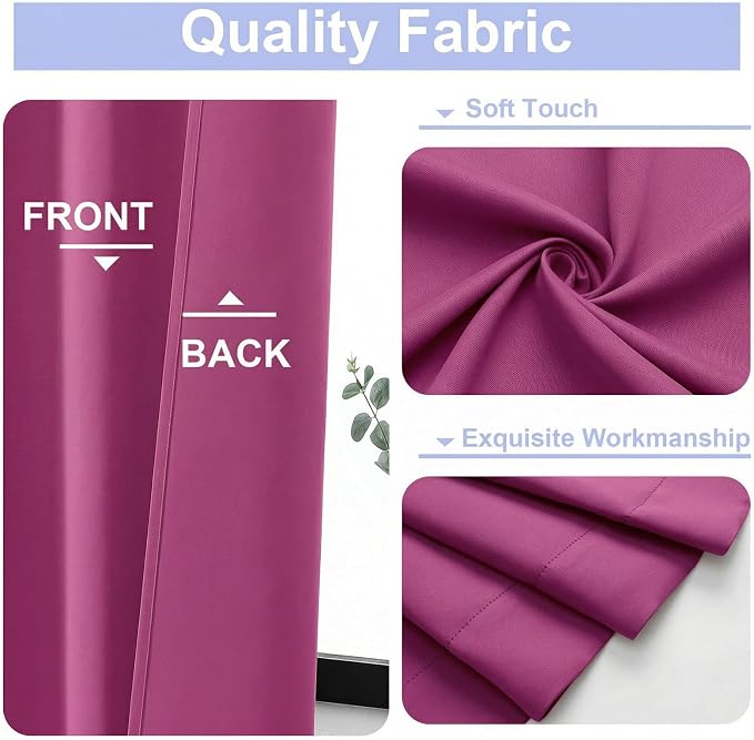Simplebrand Ava Hot Pink Short 36 Inches Blackout Curtain 2 Panels Set - Image 3