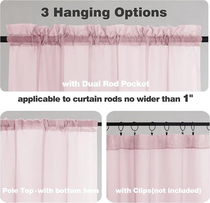 Chyhomenyc Blush Pink Sheer Curtains 90 Inches Long 2 Panels, Light Filtering - Image 5