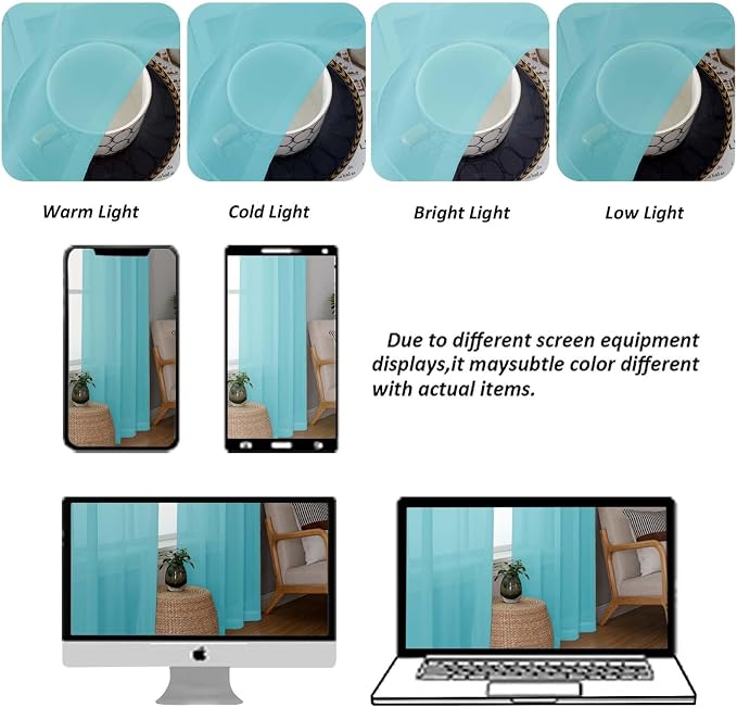 Chyhomenyc Extra Long Sheer Curtains 120 Inches Long 2 Panels Set, Light - Image 4
