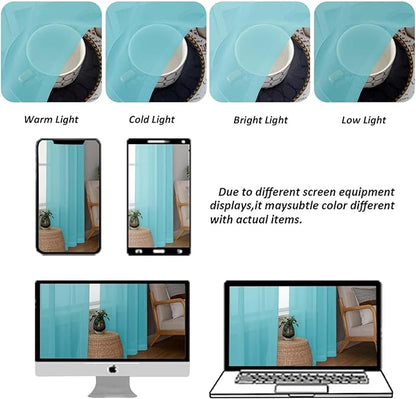 Chyhomenyc Sheer Aqua Tier Curtains 24 Inch Length Set, Small Window Kitchen - Image 4