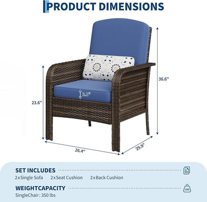 GarveeHome 2-Piece Outdoor Patio Furniture Set, All-Weather Rattan Chairs - Image 2
