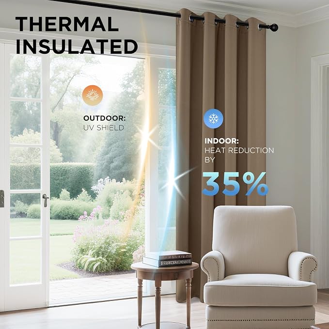 Joydeco Blackout Curtains 108 Inches Long 1 Panel, Thermal Insulated Long - Image 4