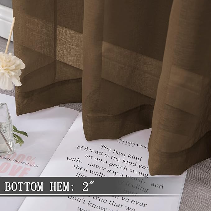 Tollpiz Sheer Curtains Linen Textured Living Room Curtain Sheers Light - Image 4