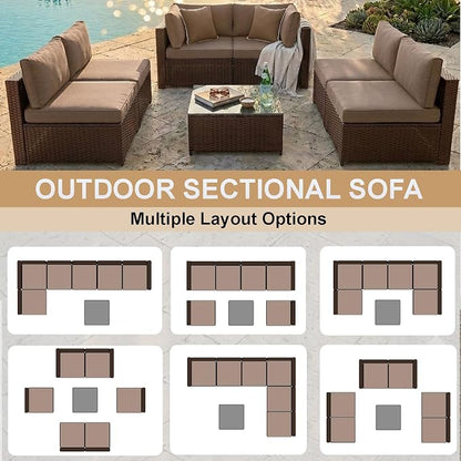 KIGOTY 7-Piece Patio Furniture Set, All-Weather PE Rattan Outdoor Sectional Sofa - Image 4