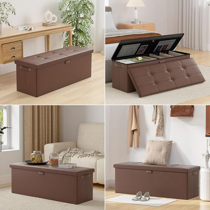 ENGPOW Storage Ottoman, Fireproof Folding Bench - Image 3