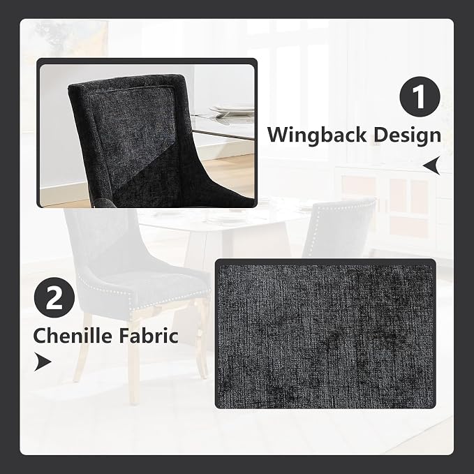 Upholstered Dining Chairs Set of 2, Modern Fabric Side Chairs - Image 5