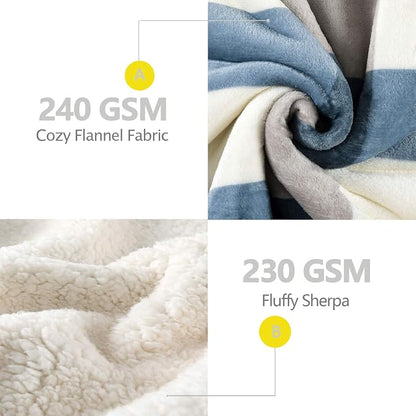 PU MEI Sherpa Throw Blanket for Couch Sofa 50“*60”-Fuzzy Soft Cozy Fleece Thick - Image 3