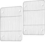 TeamFar Cooling Rack, 15.3” x 11.1” Stainless Steel Wire Baking Rack for Cooking Roasting Grilling, Fit for Oven Pan, Oven & Dishwasher Safe, Non-toxic & Heavy-Duty, 2PCS