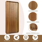 2 pcs 15.7" x 7" Large Solid Acacia Wood Serving Trays Rectangular Wooden Serving Platters Natural Wooden Boards for Bar Coffee Party