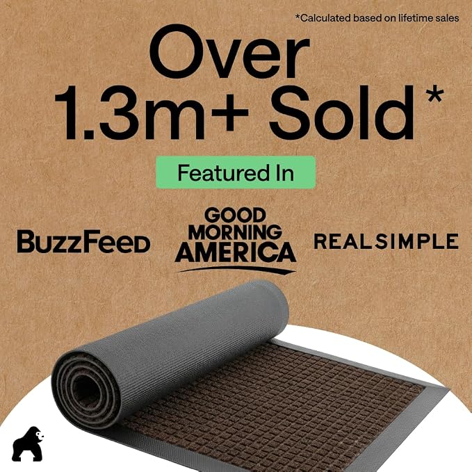GORILLA GRIP 100% Waterproof All-Season WeatherMAX Doormat 35x23, US Designed - Image 4