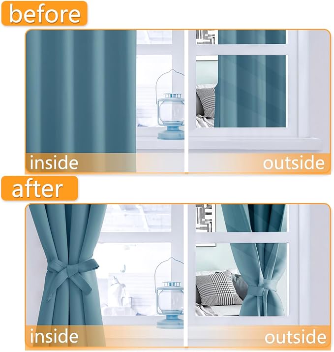 Blackout Curtains for Bedroom, Stone Blue, 52 x 84 Inch, 2 Panels | Thermal - Image 4