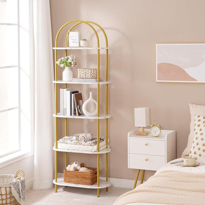 HOOBRO 5 Tier Open Bookshelf, Industrial Arched Bookcase Display Shelf Rack - Image 7