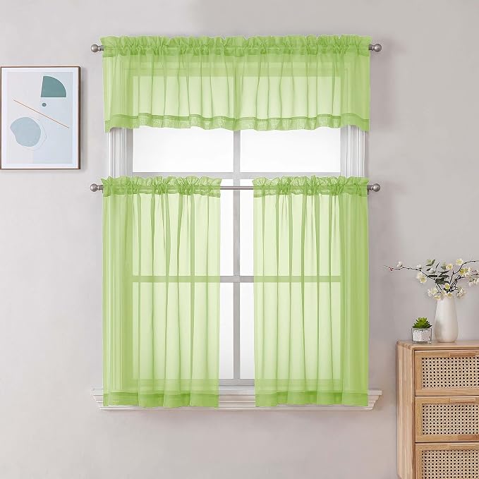 Chyhomenyc Sheer Curtains 36 inch Length 2 Panels Set, Light Filtering Voile - Image 2