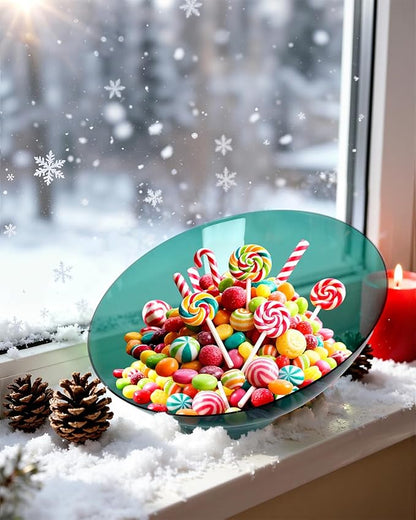 bUCLA 12 Pack Clear Green Plastic Serving Bowls - 54 OZ Christmas Angled Serving Bowls Disposable for Chip, Candy, Salad & Fruit - Ideal for X’mas Party