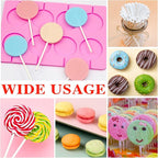 Silicone Lollipop Molds Candy Molds Silicone Sucker Molds Hard Candy Mold & 2x8 Rounds Nonstick Lollipop Mold With 20 Sticks for Candies,Bread,Jellies,Chocolate,Etc