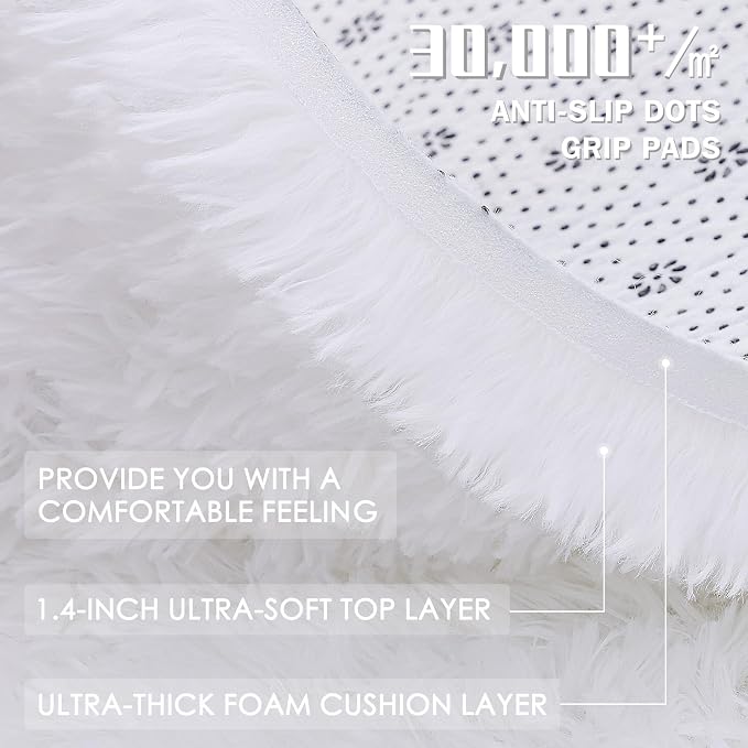OLANLY White Round Rugs for Bedroom - Image 7