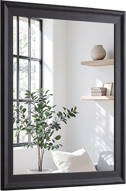 Black Wood Mirror for Bathroom, Rectangle Rustic 30 x 40 inch Vanity Mirror for by WIOWUR