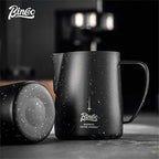 Bincoo Star Milk Frothing Pitcher 12oz,Espresso Steaming Pitcher,Espresso Machine Accessories,Milk Frother cup,Milk Coffee Cappuccino Latte Art,Stainless Steel Jug Cup.(Black 12oz)