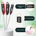 3 Set Waterproof Food Thermometer for Water, Liquid, Candle and Cooking Digital Meat Thermometer with Long Probe Instant Read for Kitchen BBQ Grill Candy (Black,White,Red)