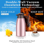 Norme 2 Pcs Thermal Coffee Carafe Insulated Stainless Steel Coffee Carafe for Hot Liquid Vacuum Thermal Pot Creamer Pitcher Dispenser with Brushes Keeping Hot Water Milk(Rose Red)