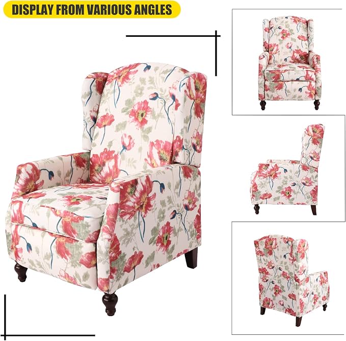 Upholstered Wingback Recliner Chair, Traditional Push Back Recliner Chair - Image 4