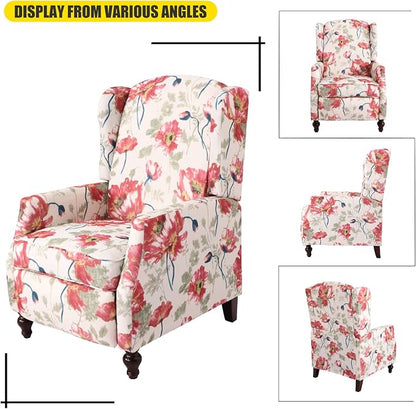 Upholstered Wingback Recliner Chair, Traditional Push Back Recliner - Image 4