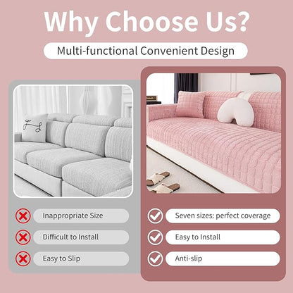 Velvet Couch Cover, Washable Sectional Sofa Cover, Anti Slip Sofa Slipcover - Image 4