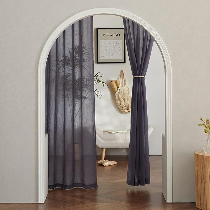 NICETOWN Semi Sheer Brown Purple Curtains - Image 7
