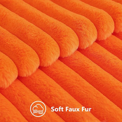 decorUhome Fall Faux Fur Throw Pillow Covers 18x18 Set of 2 Orange | Decorative - Image 2
