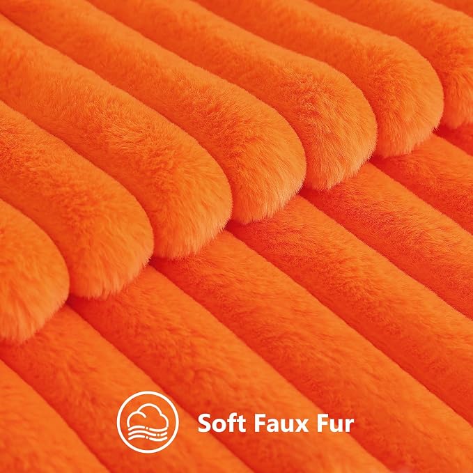 decorUhome Fall Faux Fur Throw Pillow Covers 22x22 Set of 2 Orange | Decorative - Image 2