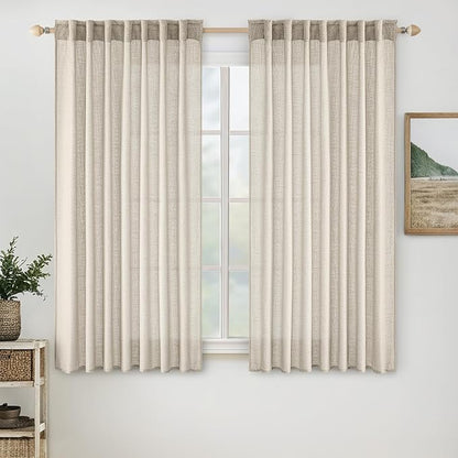MIULEE Cream Linen Curtains 52x45 Inch 2 Panels by MIULEE