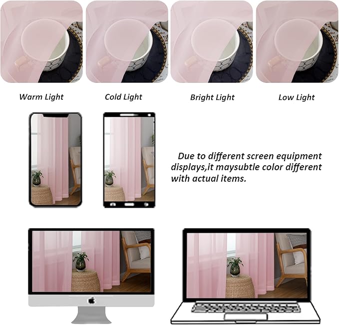 Chyhomenyc Blush Pink Sheer Curtains 108 Inches Long - Image 5