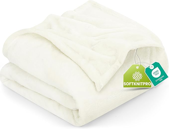 Utopia Bedding Ultra Soft Fleece Bed Blanket King Size Ivory | Microfiber Plush by UTOPIABEDDING