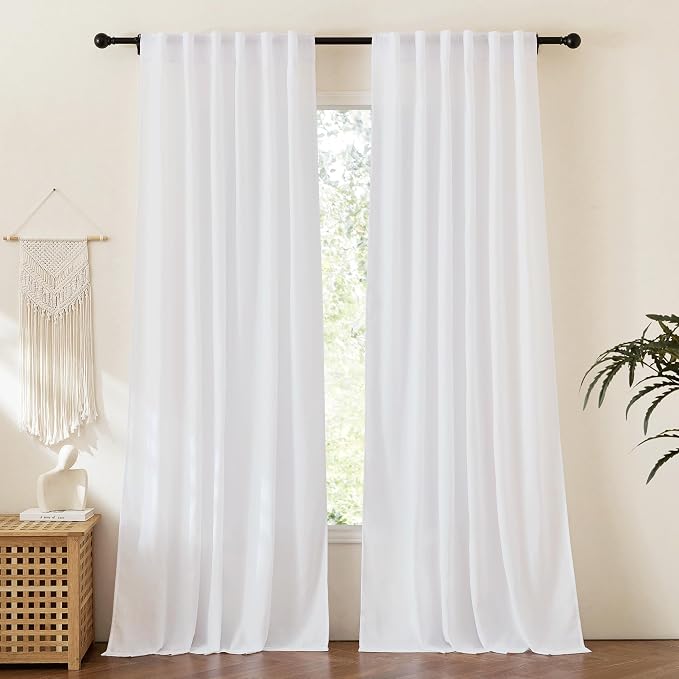 RYB HOME Linen Semi Sheer Curtains by RYBHOME