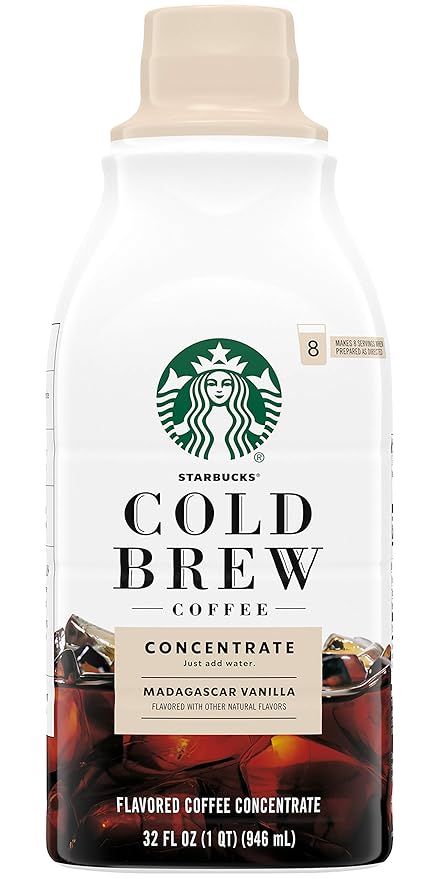 Starbucks Cold Brew Concentrate, 32 Fl Oz (Madagascar Vanilla + Caramel Dolce)