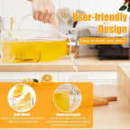 Honeydak 2 Pack 2.5 L/ 85 oz Glass Pitchers with Lids and Handles for Fridge Clear Iced Tea Pitchers with Spout Borosilicate Carafe Jars Large Jugs for Hot Cold Drink Tea Coffee Juice Beverage