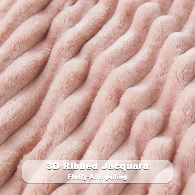 NEWCOSPLAY Fleece Ribbed Cozy Throw Blanket - Image 5