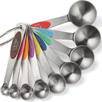 Magnetic Measuring Spoons Set of 9 Stainless Steel Stackable Measuring Spoons Heavy Duty Nesting Teaspoons Tablespoons for Measuring Dry and Liquid Ingredients