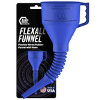 FlexAll Long Flexible Funnel for Automotive Use - Durable Nitrile Rubber - Ideal for Car Oil Change, Transmission Funnel Fluid, Diesel, Fuel, Gas - Made in USA - Blue (12 x 4 Inches)