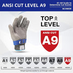 Schwer SlicePro ANSI A9 Cut Resistant Glove PR1706, Stainless Steel Mesh Metal Glove, Food Grade for Kitchen Cooking, Butcher Meat Cutting, Oyster Shucking, Mandoline, Non-PFAS (XL, 1 Pair)