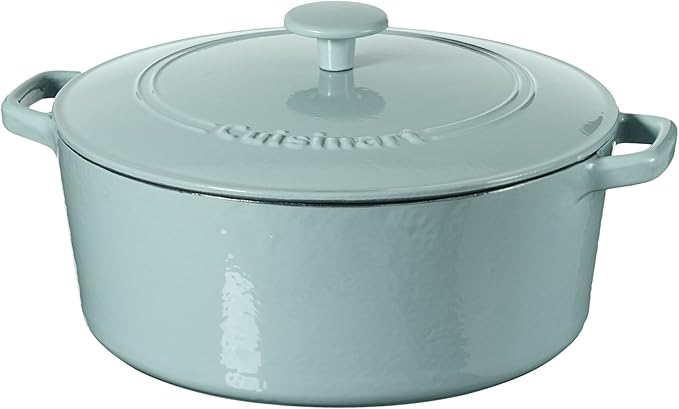 Cuisinart Chef's Classic Enameled Cast Iron Round Covered Casserole (Light Blue, 7- Quart)