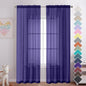 2 Pieces Sheer Curtains 96 Length Window Treatments, Voile Drapes Light Airy by OVZME