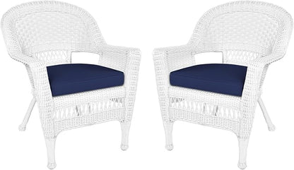 Jeco Wicker Chair with Blue Cushion by Jeco