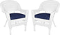 Jeco Wicker Chair with Blue Cushion by Jeco