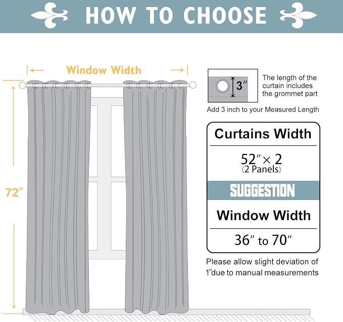ChrisDowa Blackout Curtains for Bedroom and Living Room 72 Inches Long | 2 - Image 5