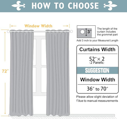 ChrisDowa Blackout Curtains for Bedroom and Living Room 72 Inches Long | 2 - Image 5