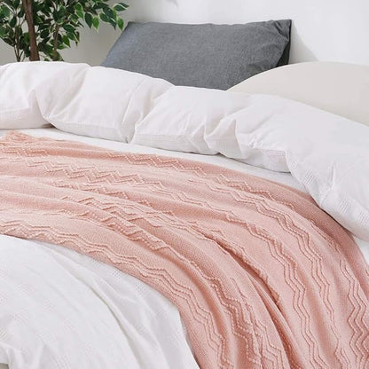 BOURINA Pink Throw Blanket 50x60 Inches Throw Textured Solid Soft Sofa Throw - Image 4