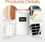 Large Glass Flour and Sugar Containers 180oz x2 [Set of 2], Glass Food Storage Containers with Bamboo Lids, Glass Jar with Airtight Lids for Spaghetti Pasta,Rice,Cereal,Candy,Coffee, Oat